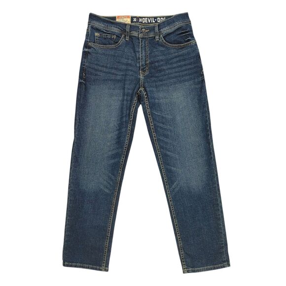 NWT Devil Dog Mens Athletic Jeans Blue Size 30x30 Burke Tapered Leg Stretch - Picture 1 of 16